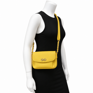 SALVATORE FERRAGAMO | Double Gancini Yellow Crossbody Bag