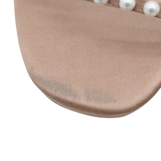 Pearl-Embellished Satin Strappy Heeled Sandals