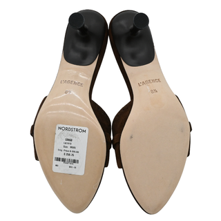 Brown Suede Buckle Detail Kitten Heel Mules