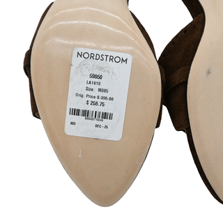 Brown Suede Buckle Detail Kitten Heel Mules