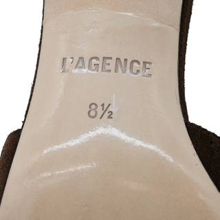 Brown Suede Buckle Detail Kitten Heel Mules