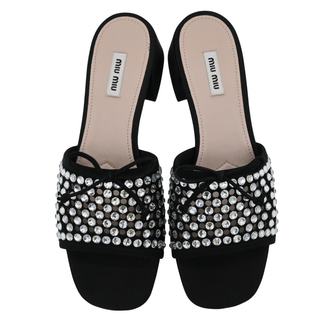 Crystal Embellished Block Heel Mules