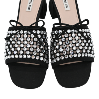 Crystal Embellished Block Heel Mules