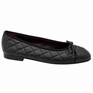 Quilted Leather CC Cap Toe Ballet Flats