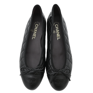 Quilted Leather CC Cap Toe Ballet Flats