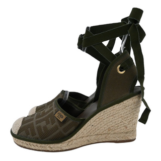 FF Logo Jacquard Espadrille Wedge Sandals