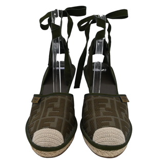 FF Logo Jacquard Espadrille Wedge Sandals