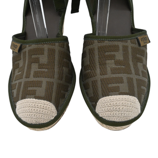 FF Logo Jacquard Espadrille Wedge Sandals
