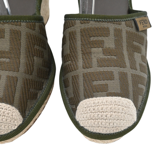 FF Logo Jacquard Espadrille Wedge Sandals