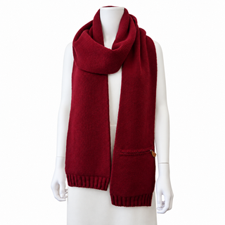 Vintage Cashmere Knit Scarf with Zipper Pocket