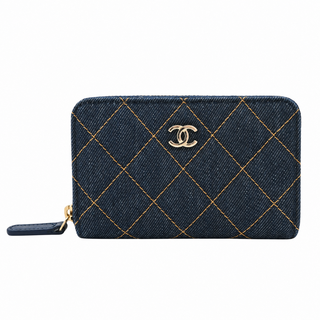 Dark Blue Denim Classic Zipped Coin Purse Spring 2026