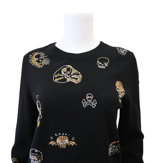 LIBERTINE | Crystal Embellished Skull Cashmere Sweater