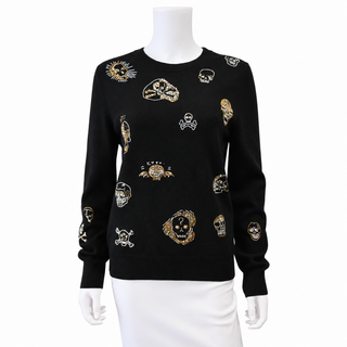 LIBERTINE | Crystal Embellished Skull Cashmere Sweater
