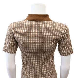 MIU MIU | Checked Cashmere & Silk Knit Polo Top