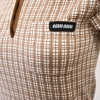 MIU MIU | Checked Cashmere & Silk Knit Polo Top