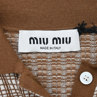 MIU MIU | Checked Cashmere & Silk Knit Polo Top