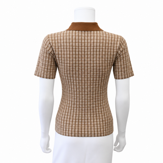 MIU MIU | Checked Cashmere & Silk Knit Polo Top
