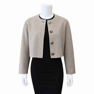 VERONICA BEARD | Oatmeal Phillips Cropped Wool Blend Jacket
