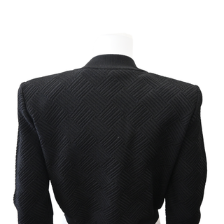 BALMAIN | Black Textured Knit Gold Button Cardigan