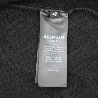 BALMAIN | Black Textured Knit Gold Button Cardigan