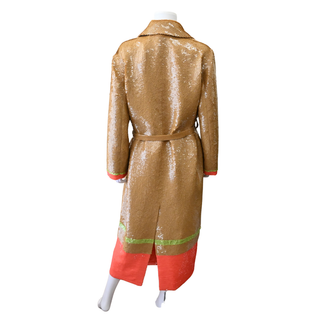 ROSIE ASSOULIN | Sequin Colorblock Belted Trench Coat
