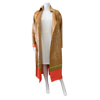 ROSIE ASSOULIN | Sequin Colorblock Belted Trench Coat