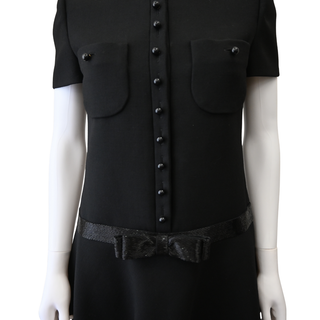 CELINE | Black Diagonal Wool Chelsea Mini Dress