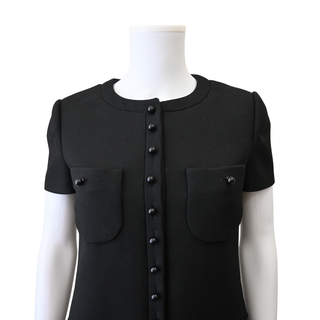 CELINE | Black Diagonal Wool Chelsea Mini Dress