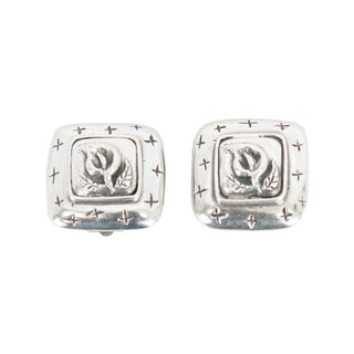 Silver Square Clip-On Earrings