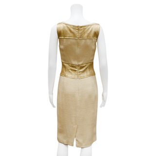 DOLCE & GABBANA | Metallic Beige Sheath Dress
