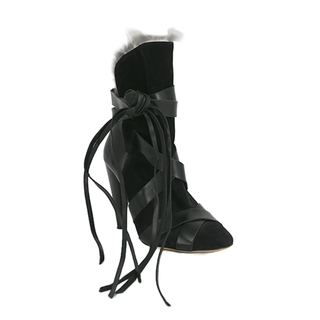 ISABEL MARANT | Strappy Leather Fur Booties