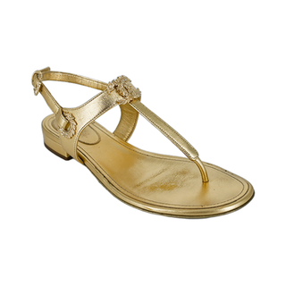 Gold Metallic CC Thong Sandals