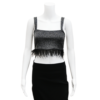 SAYLOR | Tiggy Feather-Trimmed Crop Top