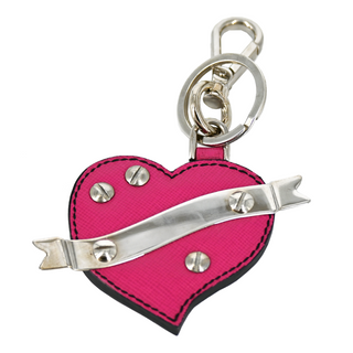 PRADA | Saffiano Trick Heart Keychain