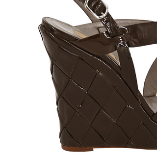 VALENTINO | Dark Brown Quilted Patent Sandals