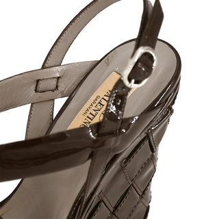 VALENTINO | Dark Brown Quilted Patent Sandals